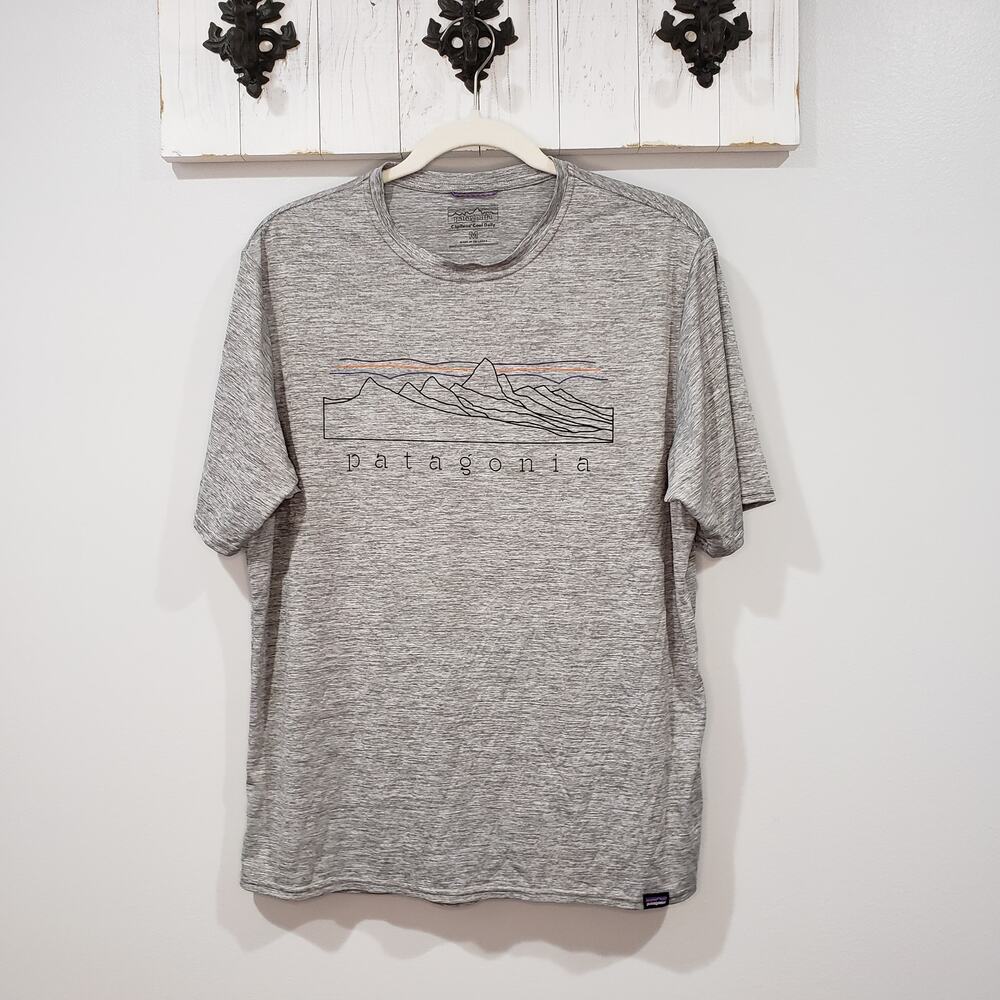 Patagonia Capilene Cool Daily Graphic Shirt Mens M Gray Mountain Performance Tee